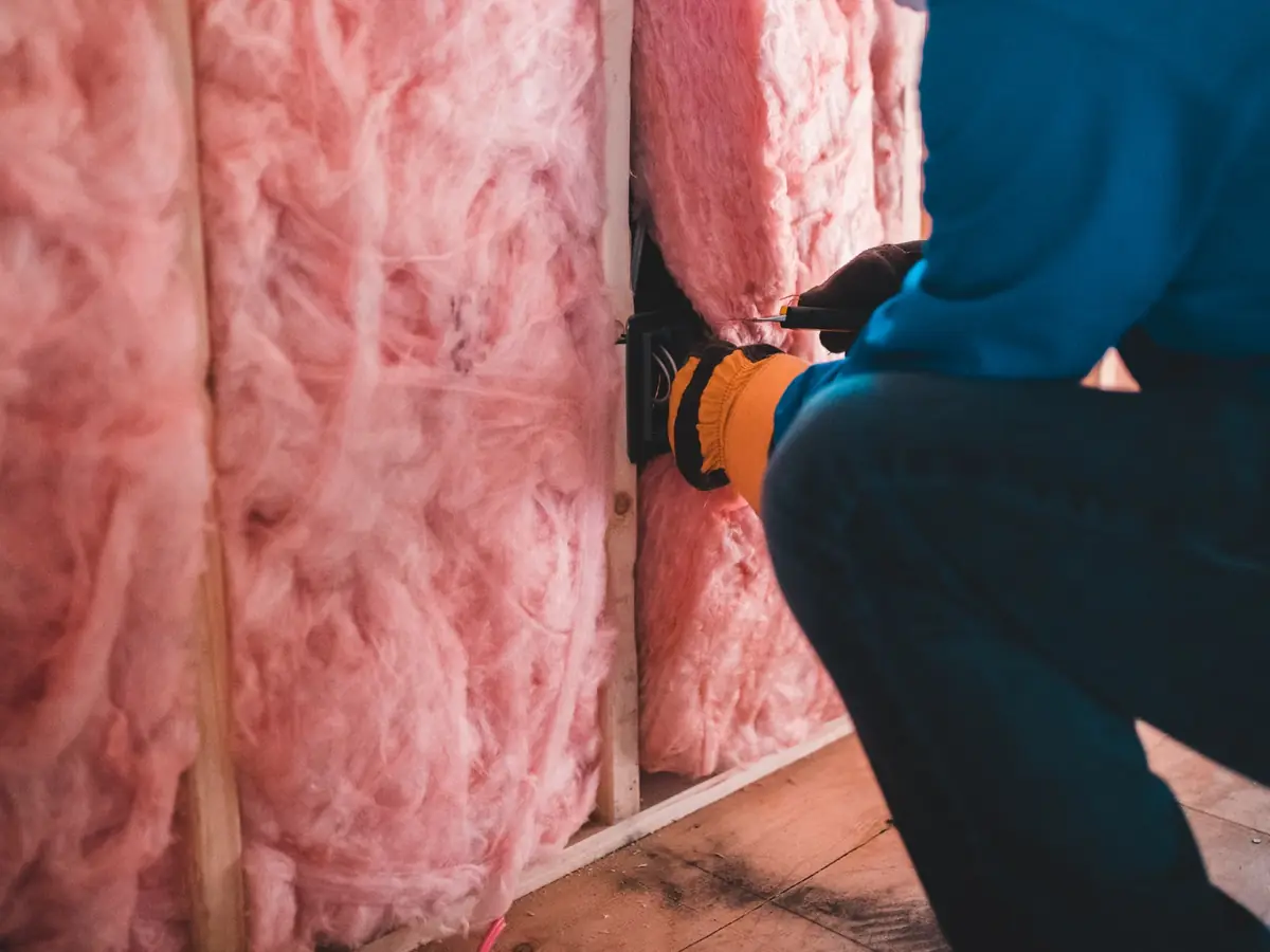 Mineral wool between studs