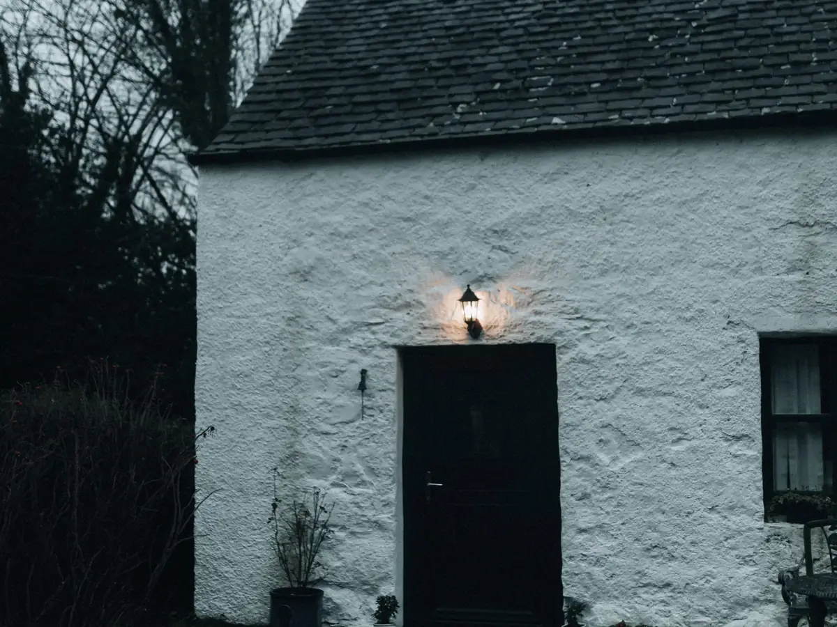 Finished lime-rendered cottage
