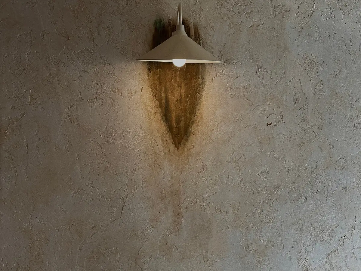 Finished plaster wall in warm light